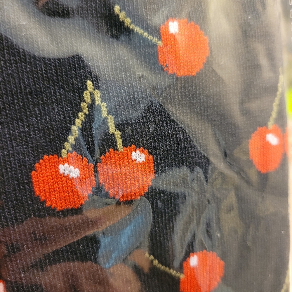 Real Sic Black Socks Red Cherry Print - Picture 4 of 4